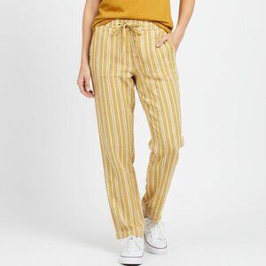 Per Se Linen Blend Yellow Mustard & Cream Striped Casual Pants S